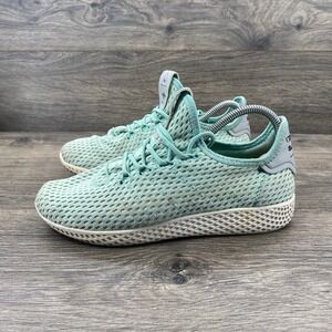 Adidas Women's Tennis HU Pharrell Shoes Size 5 Green BA7828 Sneakers Lace Up